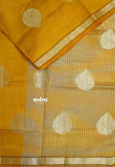 Dual Shade turmeric Yellow - Raaga - Lightweight Semi tussar saree with bog buttas and small border
